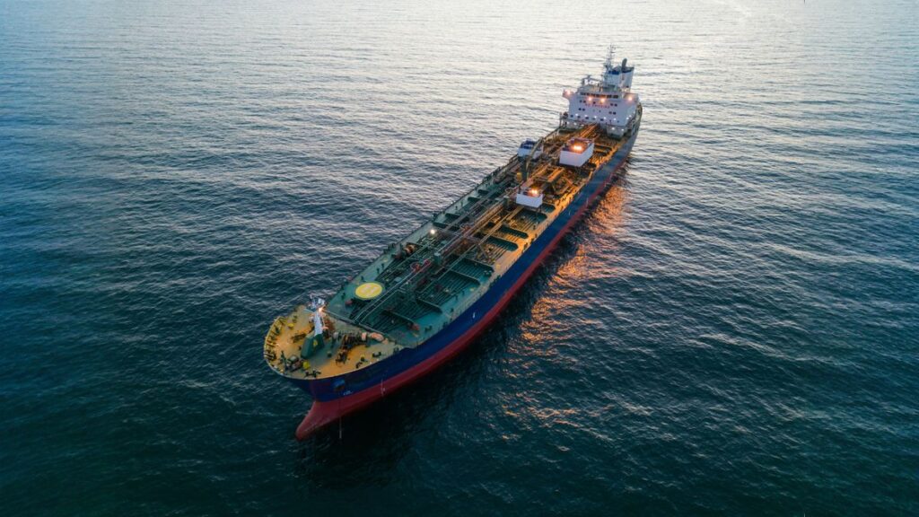 aerial view oil ship tanker carrier oil small