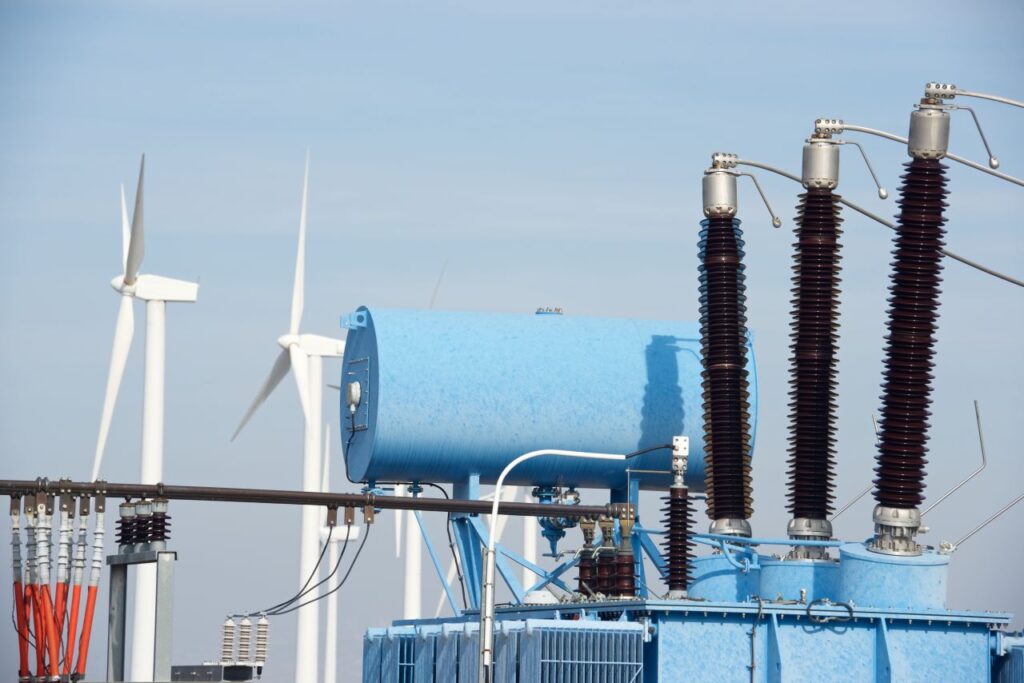 windmills and electrical substation zaragoza prov small