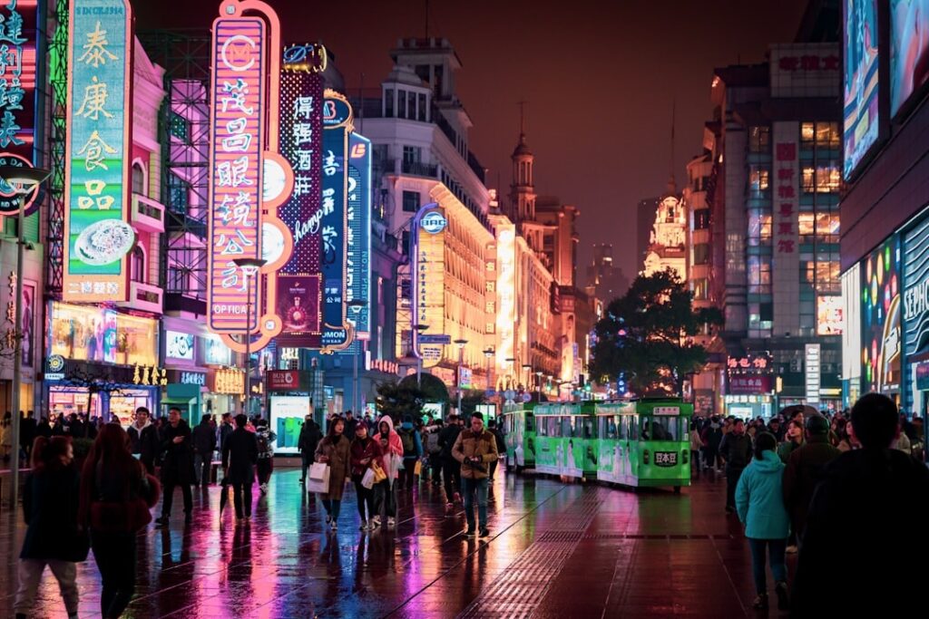 China economy consumption retail crowd city street