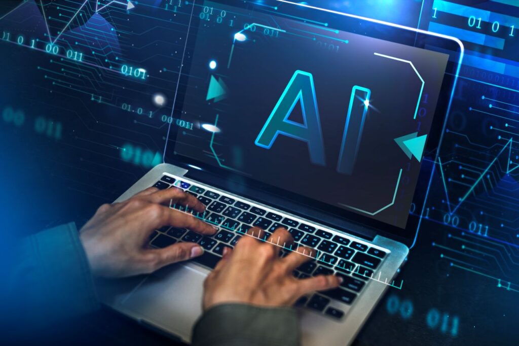 china typing on laptop with artificial intelligence s
