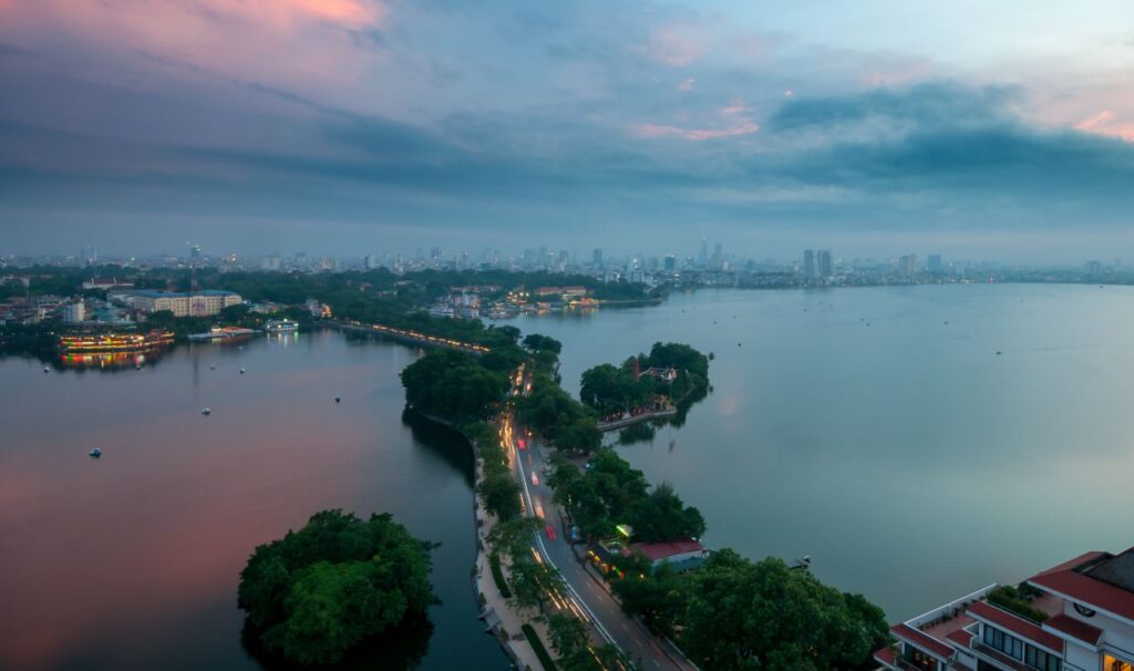 the skyline of hanoi the capital city of vietnam