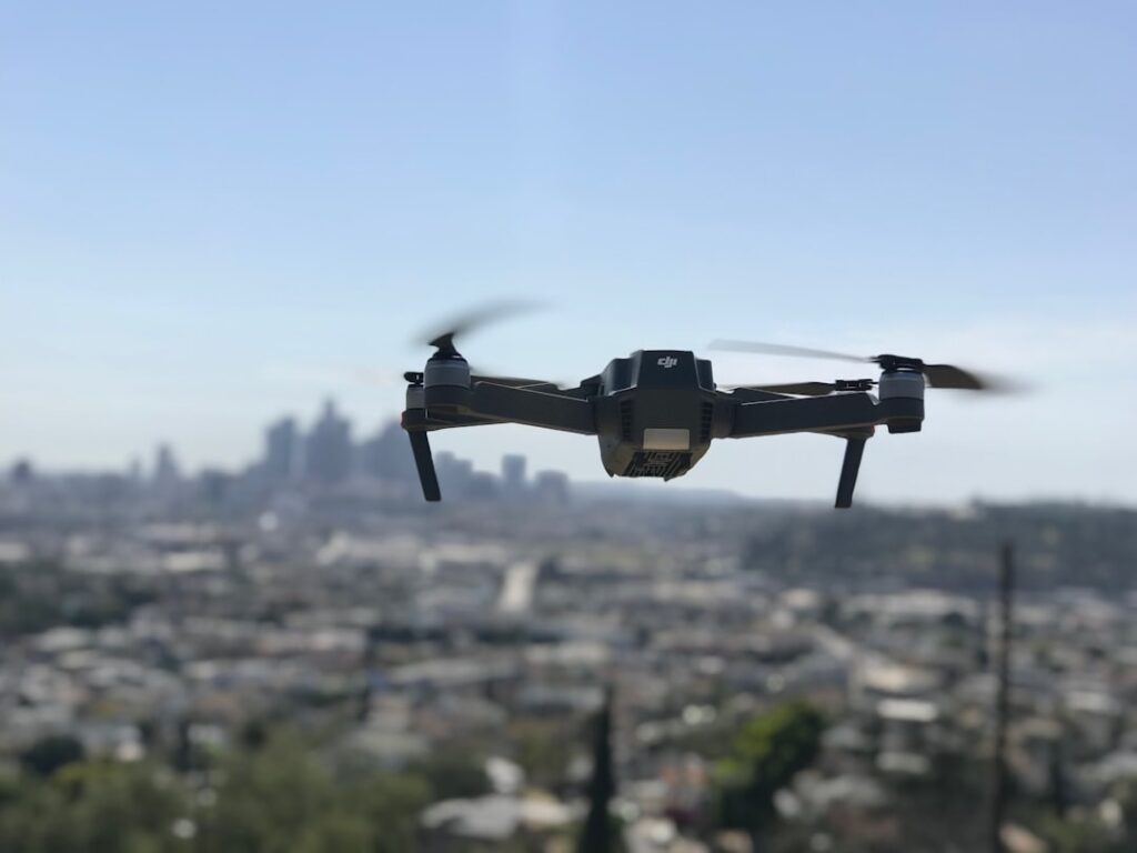 drone technology aerial surveillance over city