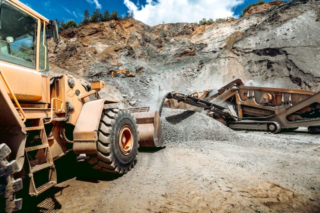 heavy machinery working at a usa quarry