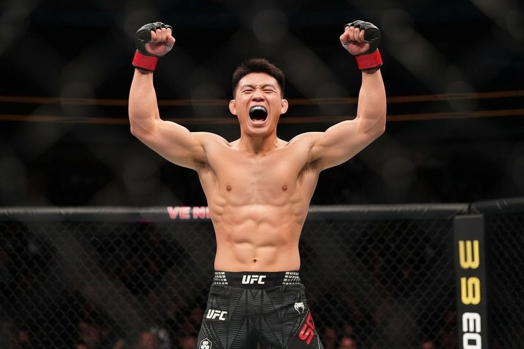 a roaring victory stance from china fighter