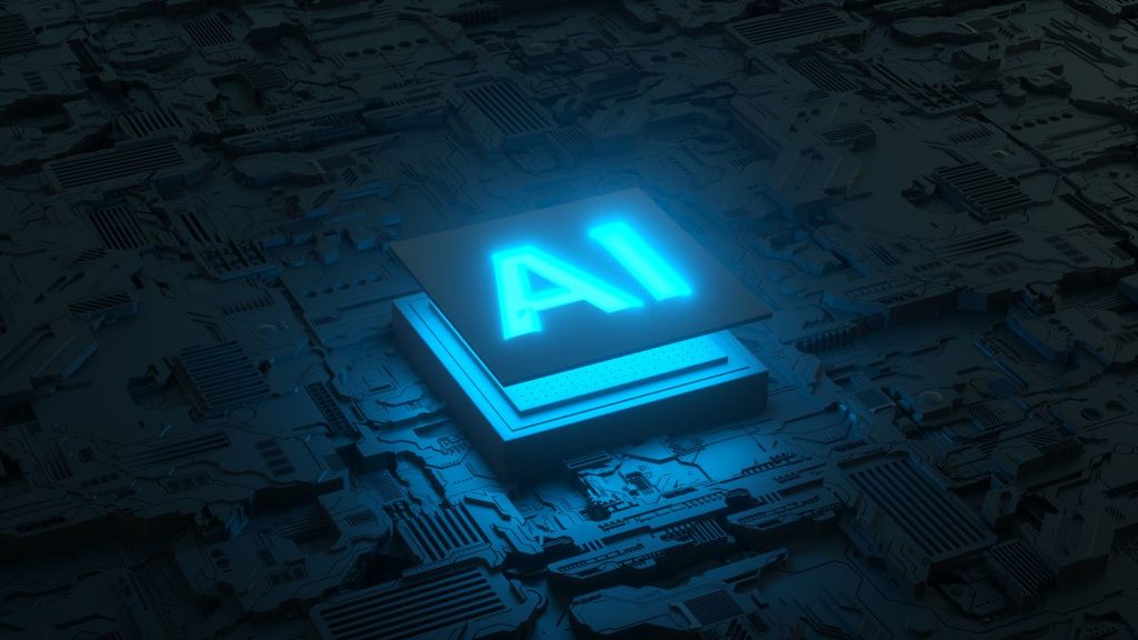 glowing ai technology computer chip for china
