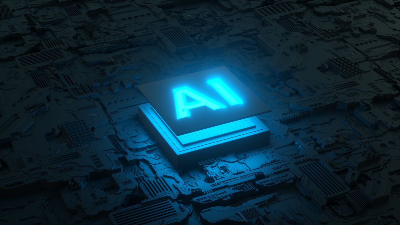 glowing ai technology computer chip for china