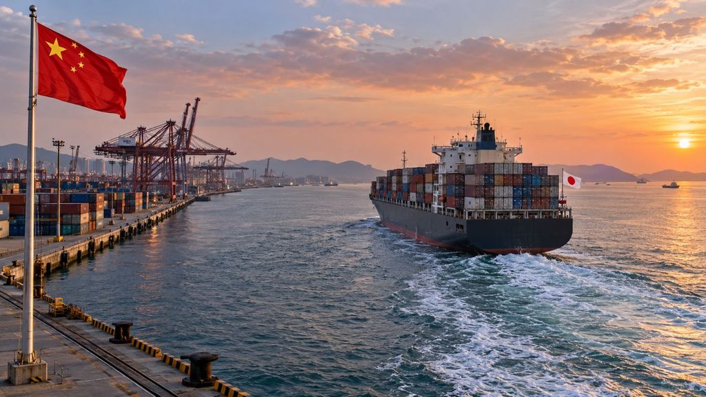 japanese ship departs chinese container port (1)