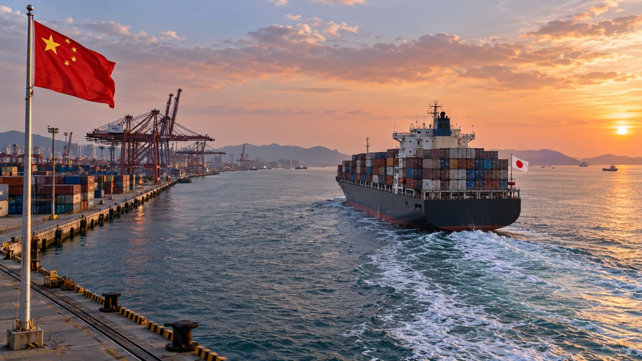 japanese ship departs chinese container port (1)